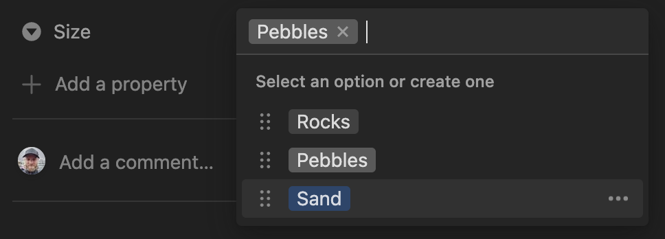 Assigning a size to each action