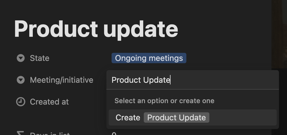 Adding a title and initiative name to the new meeting